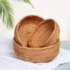 Runder Aufbewahrungskorb aus handgeflochtenem Rattan Runder Aufbewahrungskorb aus handgeflochtenem Rattan