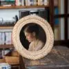 Runder Bilderrahmen aus Hanf und Rattan Runder Bilderrahmen aus Hanf und Rattan
