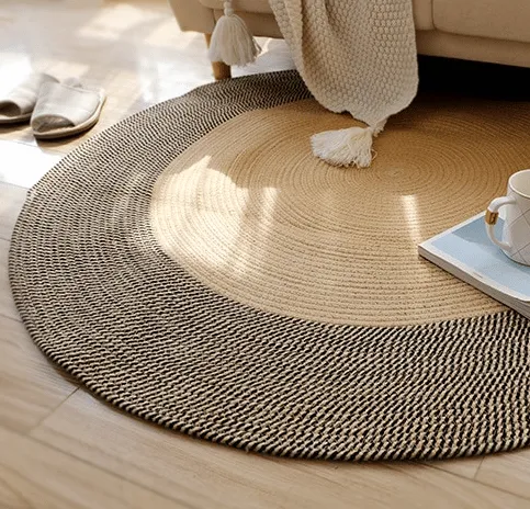 Runder Jute-Teppich in Schwarz Runder Jute-Teppich in Schwarz