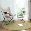Runder Rattan-Teppich in Grün Runder Rattan-Teppich in Grün