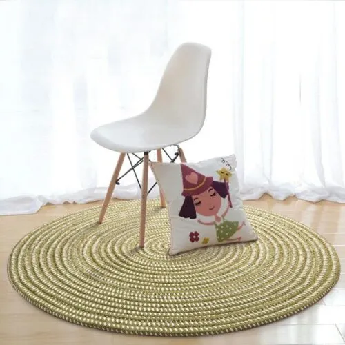 Runder Rattan-Teppich in Grün Runder Rattan-Teppich in Grün