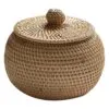Runder Retro Rattan Aufbewahrungskorb mit Deckel Runder Retro Rattan Aufbewahrungskorb mit Deckel