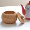 Runder Retro Rattan Aufbewahrungskorb mit Deckel Runder Retro Rattan Aufbewahrungskorb mit Deckel