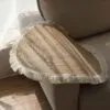 Runder Teppich aus Baumwolle und Leinen mit Pompon Runder Teppich aus Baumwolle und Leinen mit Pompon