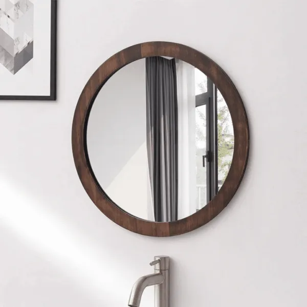 Runder Wandspiegel aus Holz im minimalistischen Stil Runder Wandspiegel aus Holz im minimalistischen Stil