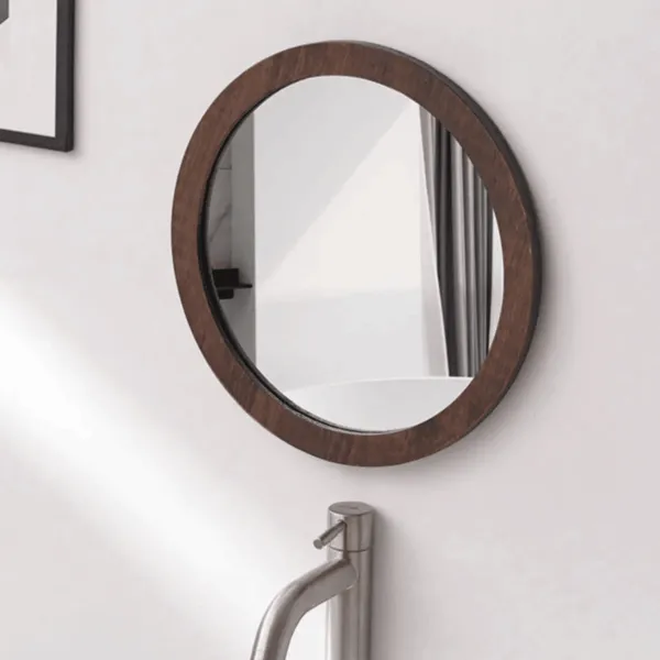 Runder Wandspiegel aus Holz im minimalistischen Stil Runder Wandspiegel aus Holz im minimalistischen Stil