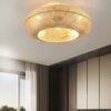Rundes Design-Deckenleuchte aus Rattan