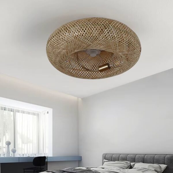 Rundes Design-Deckenleuchte aus Rattan