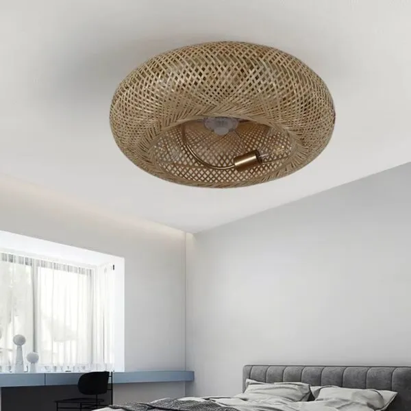 Rundes Design-Deckenleuchte aus Rattan