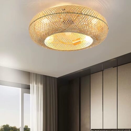 Rundes Design-Deckenleuchte aus Rattan Rundes Design-Deckenleuchte aus Rattan
