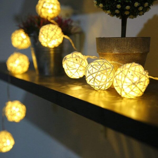 Rundes Rattan-Lichterkette Rundes Rattan-Lichterkette
