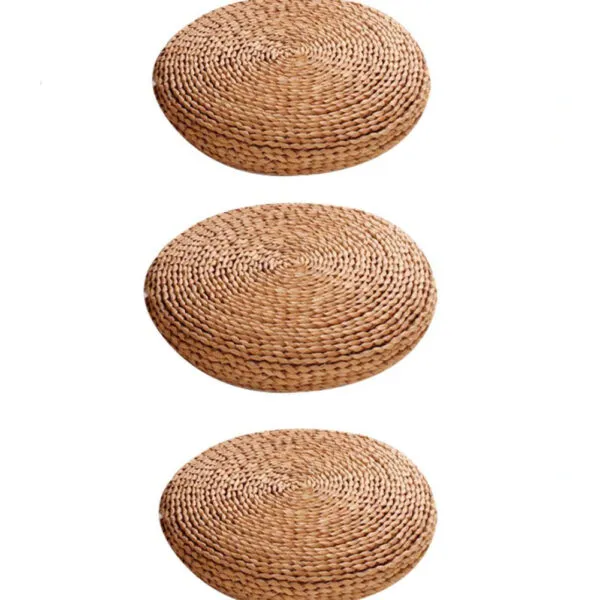 Rundes Rattankissen in Dunkelbraun