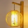 Rundes Wandlampen-Set aus Rattan mit asiatischem Muster Rundes Wandlampen-Set aus Rattan mit asiatischem Muster