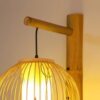 Rundes Wandlampen-Set aus Rattan mit asiatischem Muster