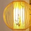 Rundes Wandlampen-Set aus Rattan mit asiatischem Muster