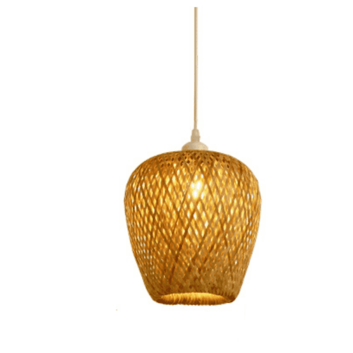 Rustikale Pendelleuchte aus Rattan in Tulpenform 2