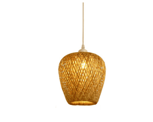 Rustikale Pendelleuchte aus Rattan in Tulpenform 2