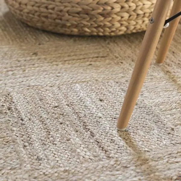 Rustikaler Rattan-Optik Teppich mit Streifen Rustikaler Rattan-Optik Teppich mit Streifen