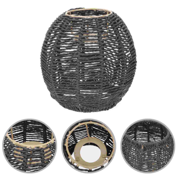 Schwarzer Rattan-Deckenleuchter Schwarzer Rattan-Deckenleuchter