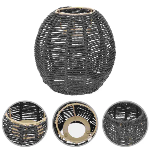 Schwarzer Rattan-Deckenleuchter Schwarzer Rattan-Deckenleuchter