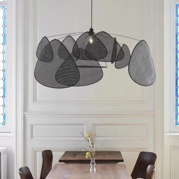 Schwarzer Rattan-Hängelampen-Set Schwarzer Rattan-Hängelampen-Set