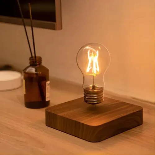 Schwebende Magnet-Hängelampe aus Holz Schwebende Magnet-Hängelampe aus Holz