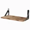 Schwebendes Holzregal mit Dreieckshalterung aus Edelstahl Schwebendes Holzregal mit Dreieckshalterung aus Edelstahl