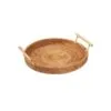 Serviertablett aus Rattan mit Holzgriffen Serviertablett aus Rattan mit Holzgriffen