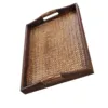 Serviertablett aus Rattan, rechteckig, Vintage-Stil Serviertablett aus Rattan, rechteckig, Vintage-Stil