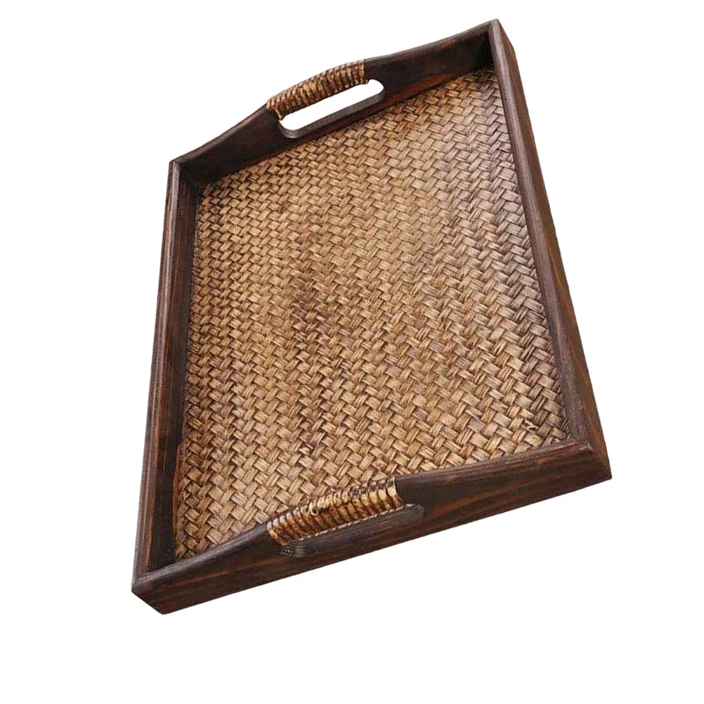 Teezeit mit echtem Rattan Serviertablett