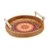 Sonnentablett aus Rattan mit Holzgriff Sonnentablett aus Rattan mit Holzgriff