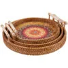 Sonnentablett aus Rattan mit Holzgriff Sonnentablett aus Rattan mit Holzgriff