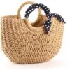 Strandtasche mit Kopftuchgriff in Marineblau mit Punkten Strandtasche mit Kopftuchgriff in Marineblau mit Punkten