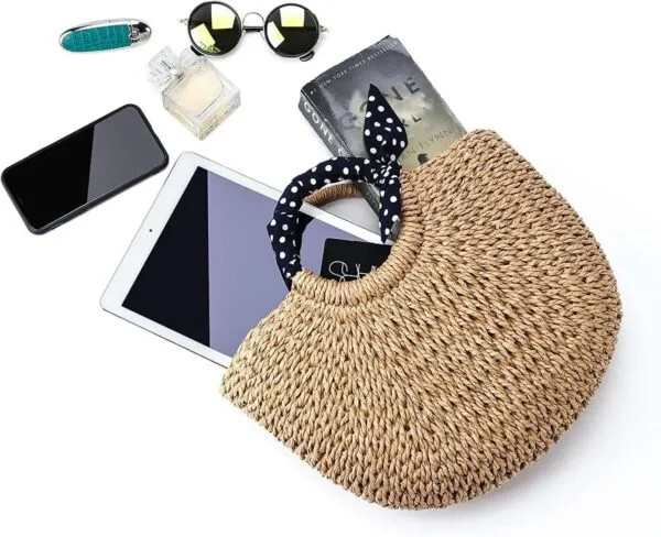 Strandtasche mit Kopftuchgriff in Marineblau mit Punkten Strandtasche mit Kopftuchgriff in Marineblau mit Punkten