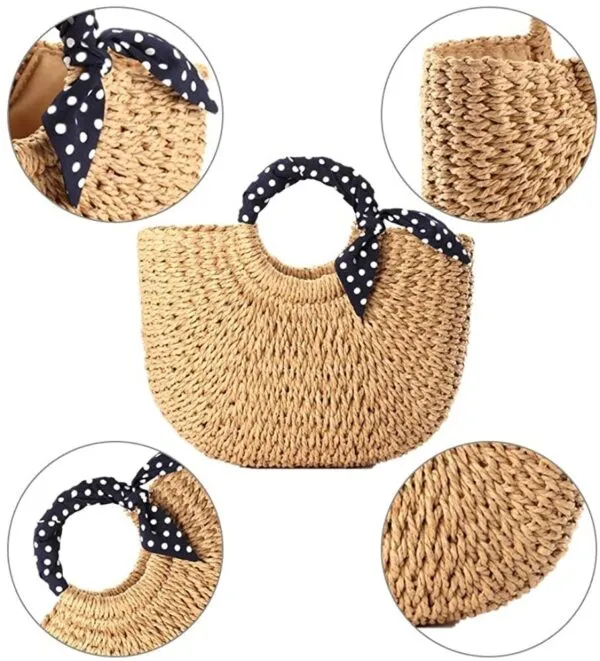 Strandtasche mit Kopftuchgriff in Marineblau mit Punkten Strandtasche mit Kopftuchgriff in Marineblau mit Punkten