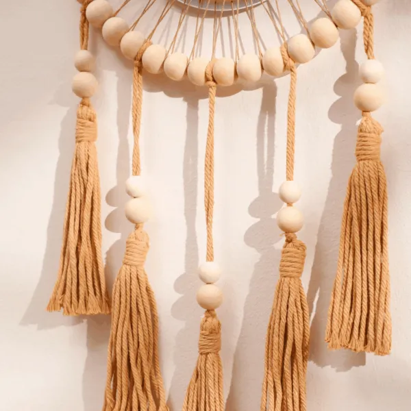 Traumfänger-Spiegel aus Holz mit Perlen Traumfänger-Spiegel aus Holz mit Perlen