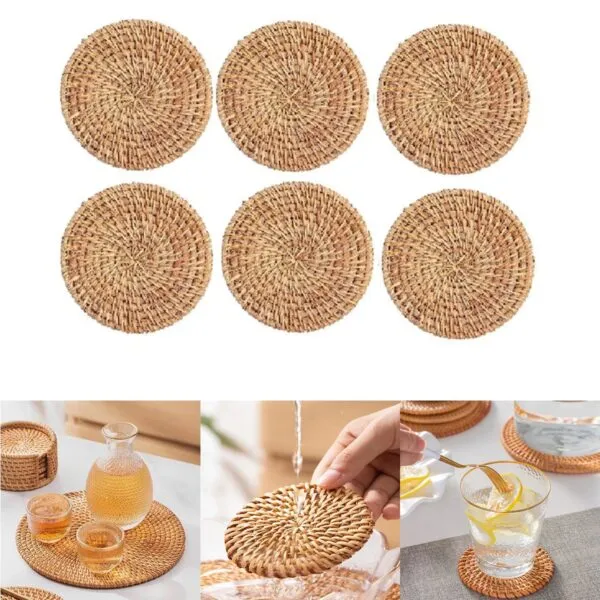 Untersetzer aus Naturrattan, rund, 6er-Set Untersetzer aus Naturrattan, rund, 6er-Set