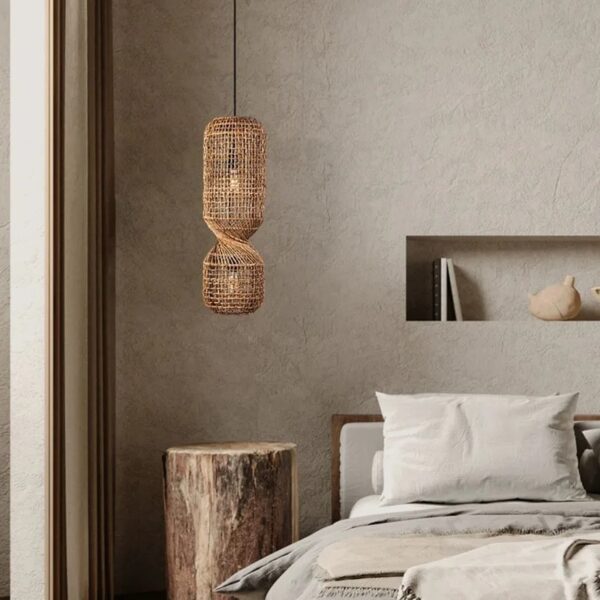 Vintage Deckenleuchte aus Rattan mit LED Vintage Deckenleuchte aus Rattan mit LED