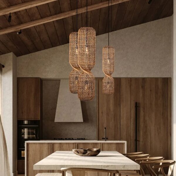 Vintage Deckenleuchte aus Rattan mit LED Vintage Deckenleuchte aus Rattan mit LED
