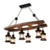 Vintage Deckenleuchte aus Treibholz mit sechs LED-Laternen Vintage Deckenleuchte aus Treibholz mit sechs LED-Laternen