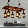 Vintage Deckenleuchte aus Treibholz mit sechs LED-Laternen Vintage Deckenleuchte aus Treibholz mit sechs LED-Laternen