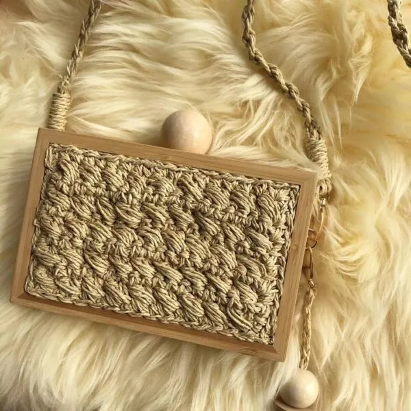 Vintage Eckige Rattan Handtasche Vintage Eckige Rattan Handtasche