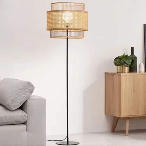 Vintage Japanischer Rattan Stehlampe