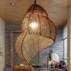 Vintage Rattan-Hängelampe im Muschel-Design Vintage Rattan-Hängelampe im Muschel-Design