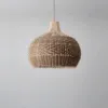 Vintage Rattan Pendelleuchte mit LED