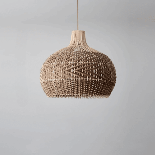 Vintage Rattan Pendelleuchte mit LED