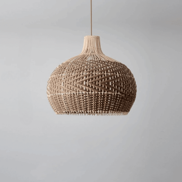 Vintage Rattan Pendelleuchte mit LED