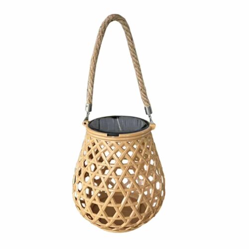 Vintage Solar-Rattan-Laterne im Landhausstil