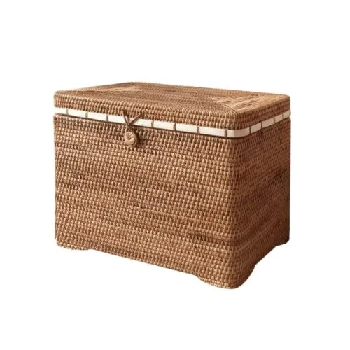 Vintage Wäschekorb aus Rattan mit großem Fassungsvermögen Vintage Wäschekorb aus Rattan mit großem Fassungsvermögen