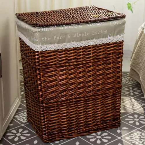 Wäschekorb aus Rattan Braun Retro Wäschekorb aus Rattan Braun Retro